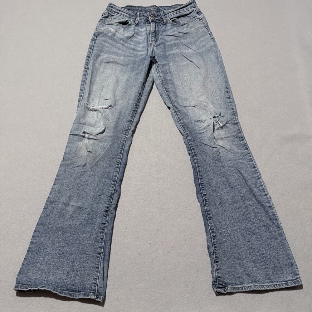 Signature by Levi Strauss Mid-Rise Bootcut Jeans Women Blue Denim Distressed 28